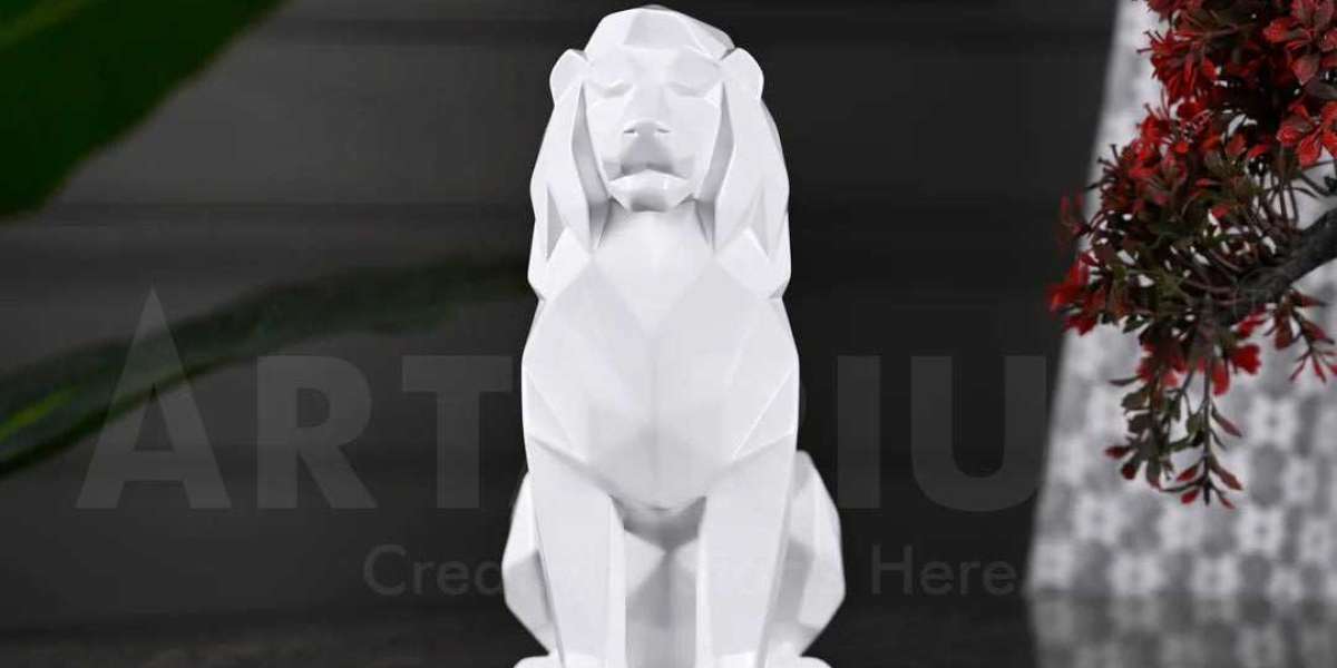 The Stylized Geometric Sitting Lion Figurine: A Symbol of Majesty and Geometry