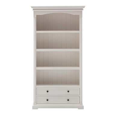 Elegant Storage Solution: White Bookcase with Drawer by Direct Marketplace